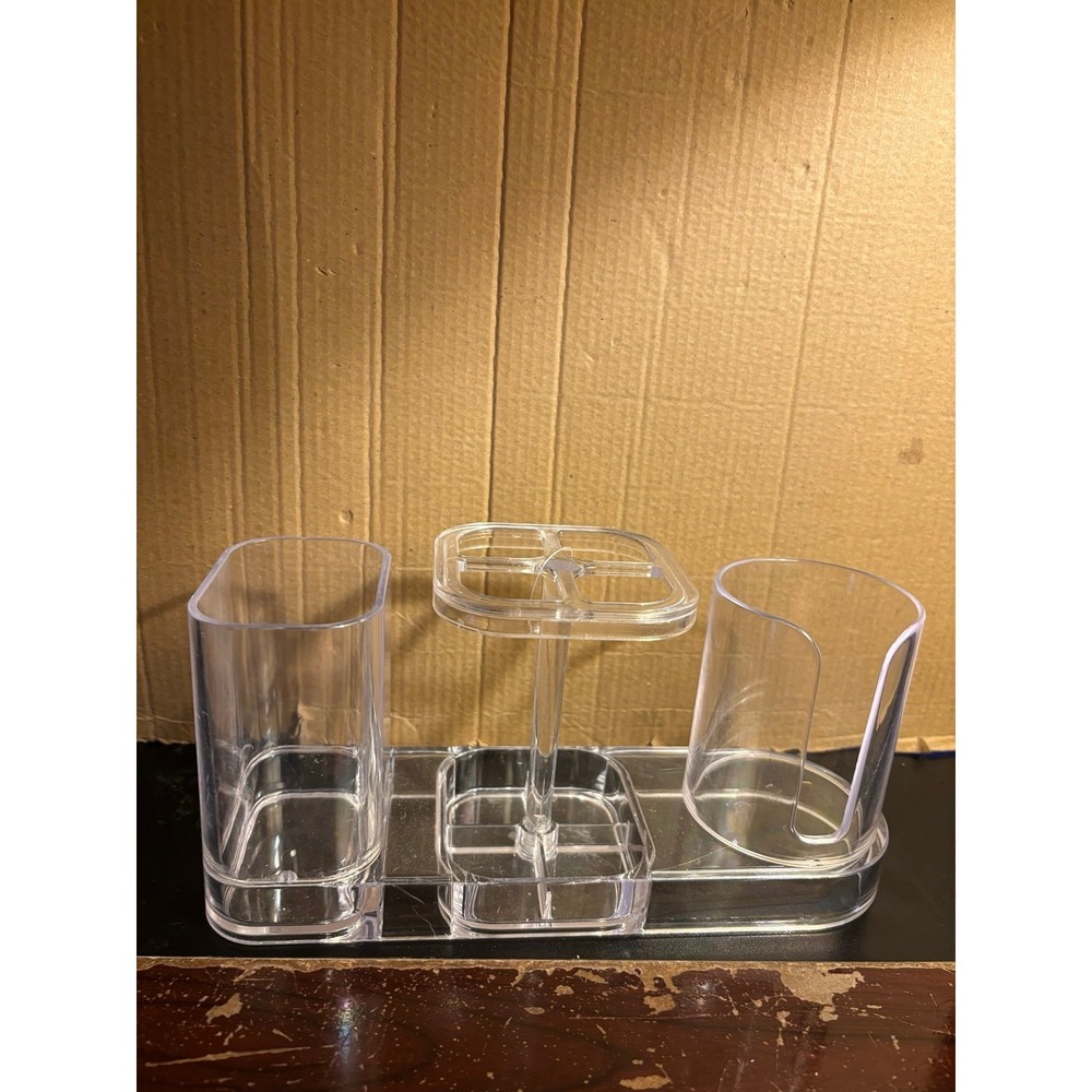 Clear Plastic 6 Compartment Clear Acrylic Organizer for Bathroom/Office Storage